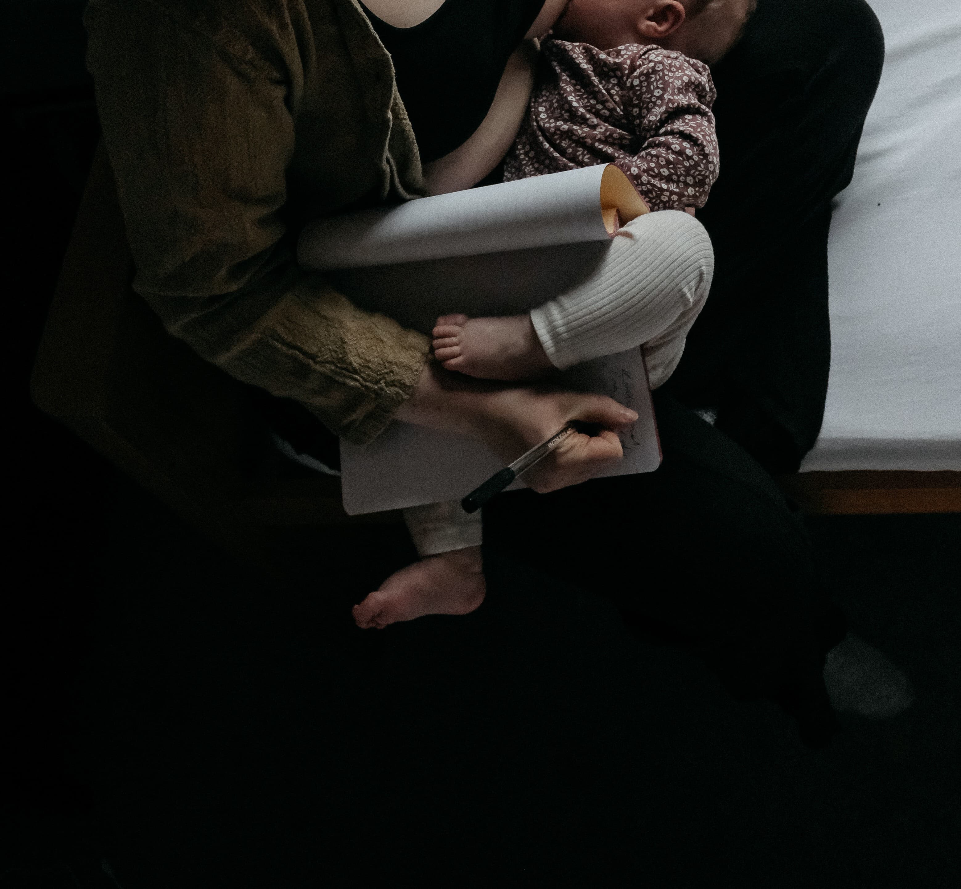 Mother & baby writing circles in beautiful places